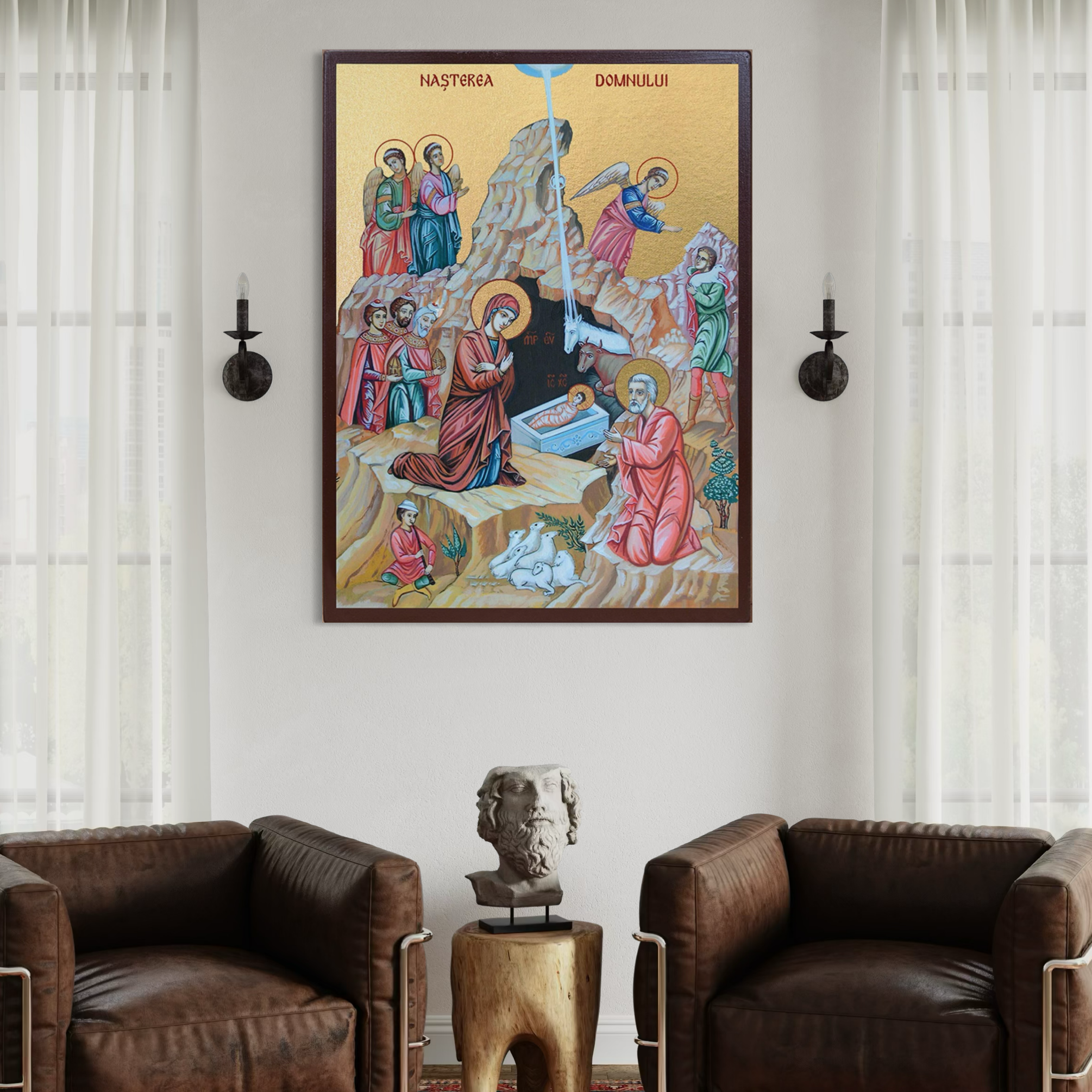 Imagine cu tablou canvas cu icoana nasterea domnului, tiparita pe panza canvas